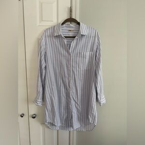 Faherty White and Blue Striped Casual Shirtdress